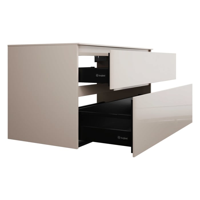 burgbad Lin20 Waschtischunterschrank mit Konsolenplatte 120 cm, 2 Auszüge, Beckenausschnitt mittig