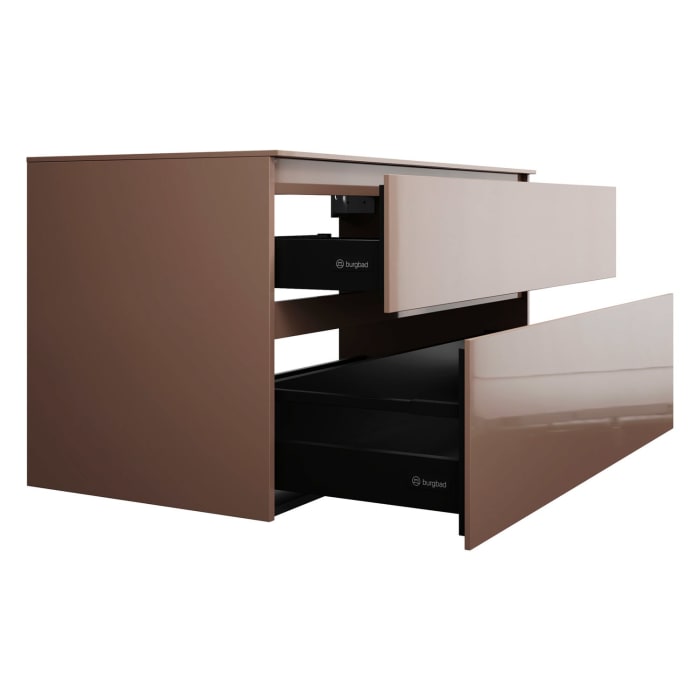 burgbad Lin20 Waschtischunterschrank mit Konsolenplatte 120 cm, 2 Auszüge, Beckenausschnitt mittig