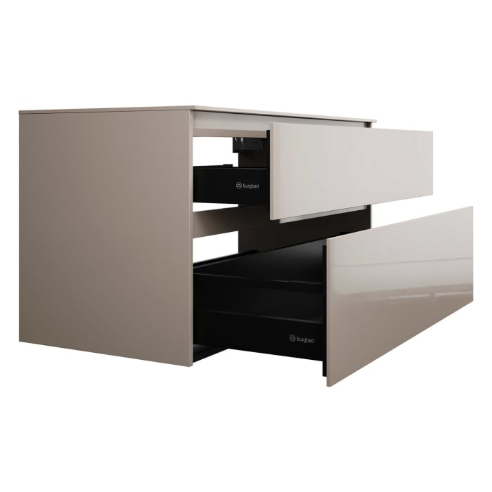 burgbad Lin20 Waschtischunterschrank mit Konsolenplatte 120 cm, 2 Auszüge, Beckenausschnitt mittig