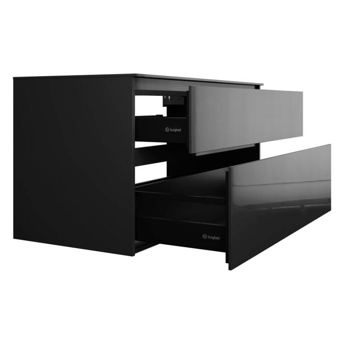 burgbad Lin20 Waschtischunterschrank mit Konsolenplatte 120 cm, 2 Auszüge, Beckenausschnitt mittig