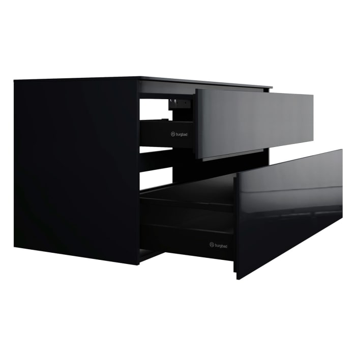 burgbad Lin20 Waschtischunterschrank mit Konsolenplatte 120 cm, 2 Auszüge, Beckenausschnitt mittig