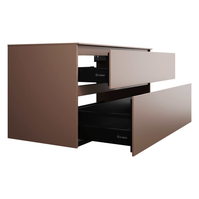 burgbad Lin20 Waschtischunterschrank mit Konsolenplatte 120 cm, 2 Auszüge, Beckenausschnitt mittig