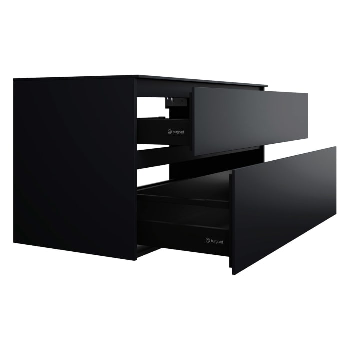 burgbad Lin20 Waschtischunterschrank mit Konsolenplatte 120 cm, 2 Auszüge, Beckenausschnitt mittig