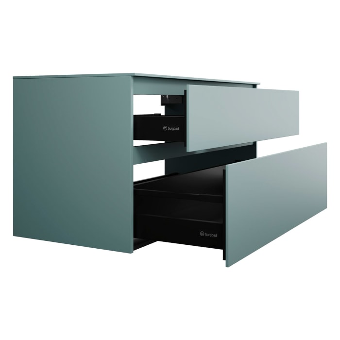 burgbad Lin20 Waschtischunterschrank mit Konsolenplatte 120 cm,  2 Auszüge, Beckenausschnitt mittig