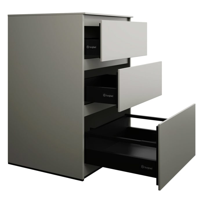 burgbad Lin20 Waschtischunterschrank mit Konsolenplatte 60 cm,  3 Auszüge, Beckenausschnitt mittig