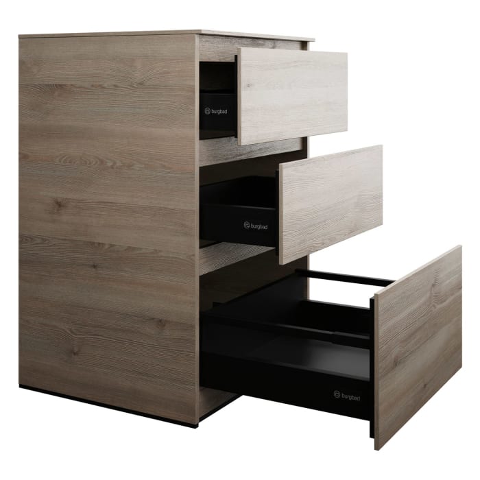 burgbad Lin20 Waschtischunterschrank mit Konsolenplatte 60 cm, 3 Auszüge, Beckenausschnitt mittig