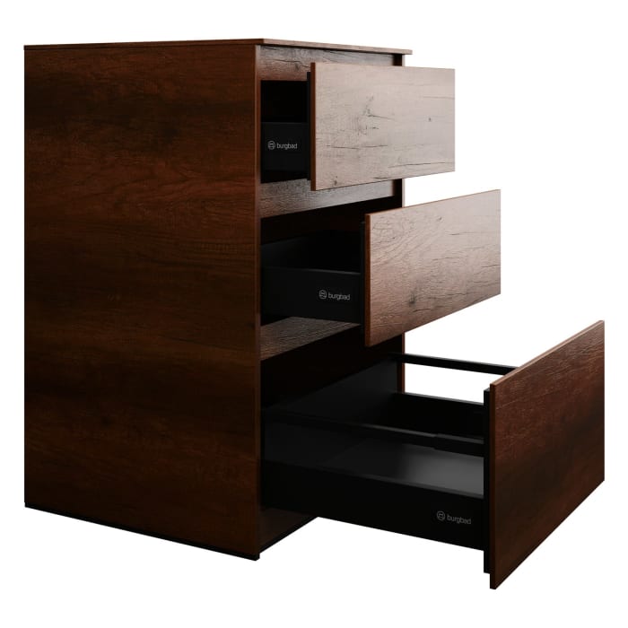 burgbad Lin20 Waschtischunterschrank mit Konsolenplatte 60 cm, 3 Auszüge, Beckenausschnitt mittig