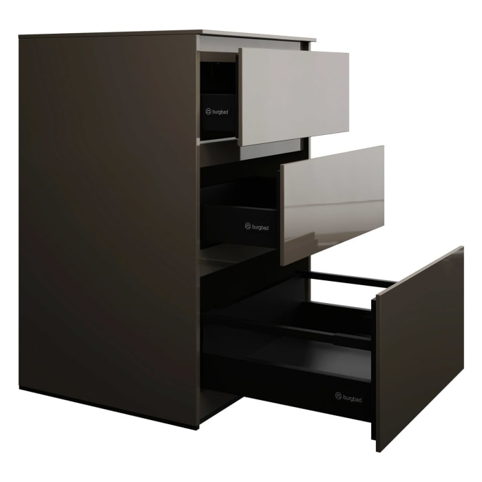 burgbad Lin20 Waschtischunterschrank mit Konsolenplatte 60 cm, 3 Auszüge, Beckenausschnitt mittig