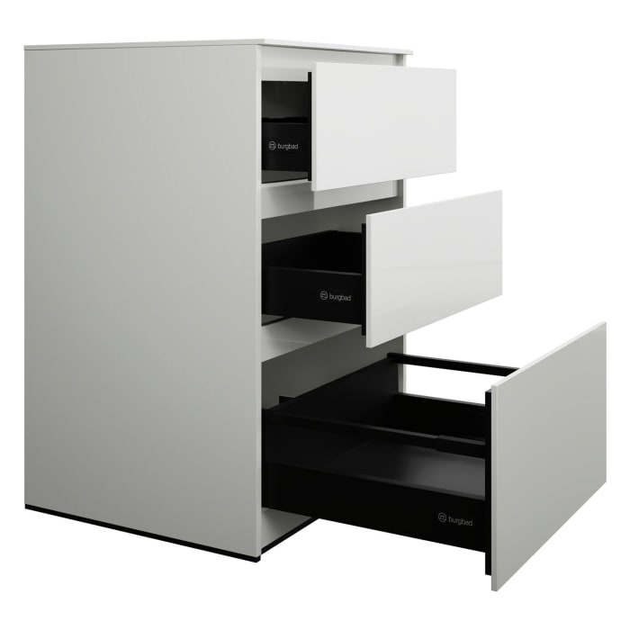 burgbad Lin20 Waschtischunterschrank mit Konsolenplatte 60 cm, 3 Auszüge, Beckenausschnitt mittig