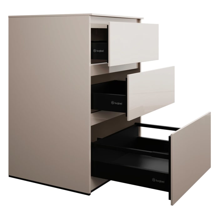 burgbad Lin20 Waschtischunterschrank mit Konsolenplatte 60 cm, 3 Auszüge, Beckenausschnitt mittig