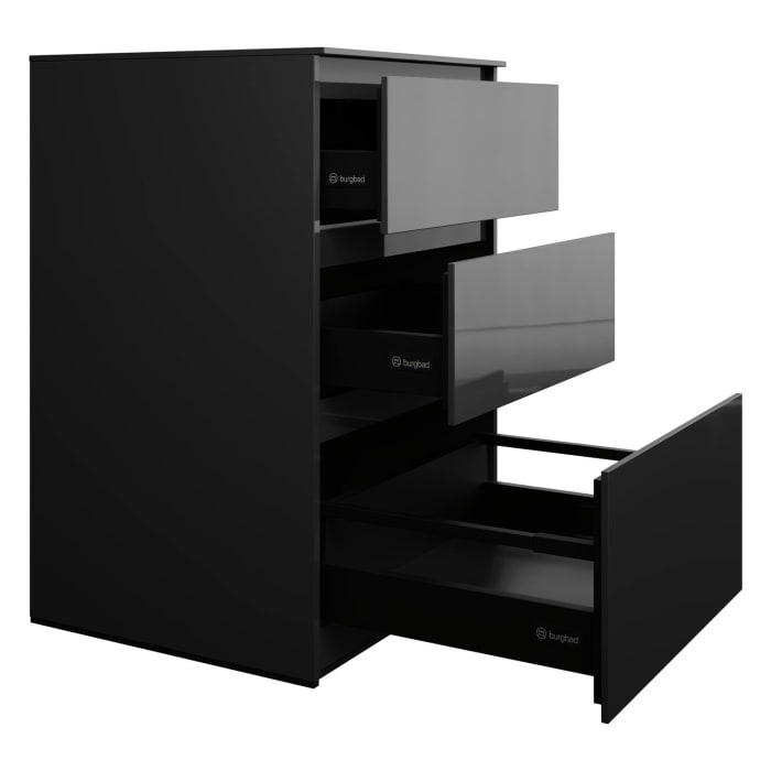 burgbad Lin20 Waschtischunterschrank mit Konsolenplatte 60 cm, 3 Auszüge, Beckenausschnitt mittig