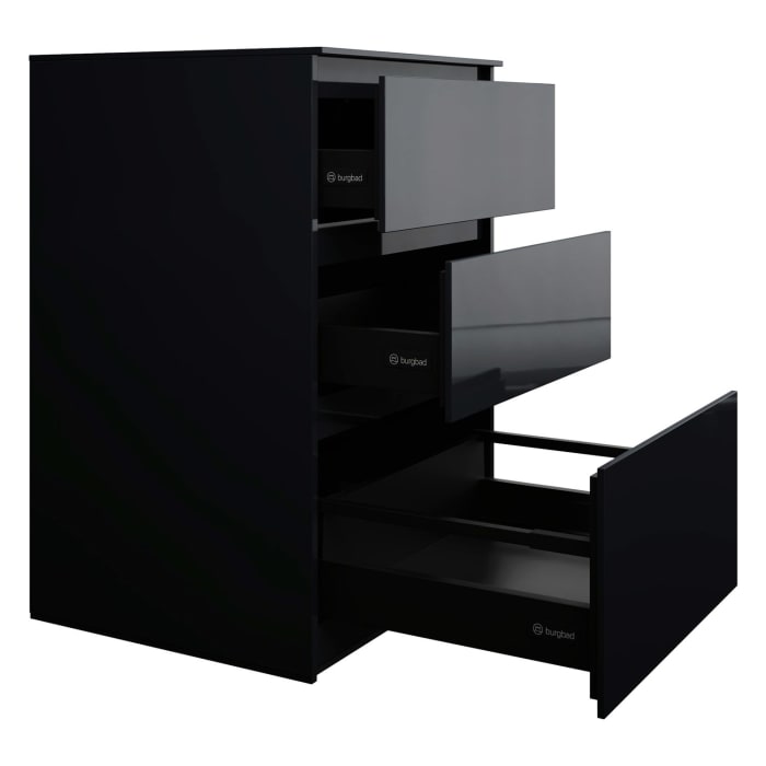 burgbad Lin20 Waschtischunterschrank mit Konsolenplatte 60 cm, 3 Auszüge, Beckenausschnitt mittig