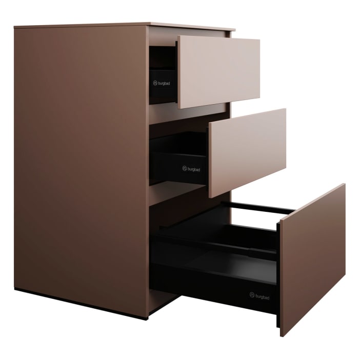 burgbad Lin20 Waschtischunterschrank mit Konsolenplatte 60 cm, 3 Auszüge, Beckenausschnitt mittig