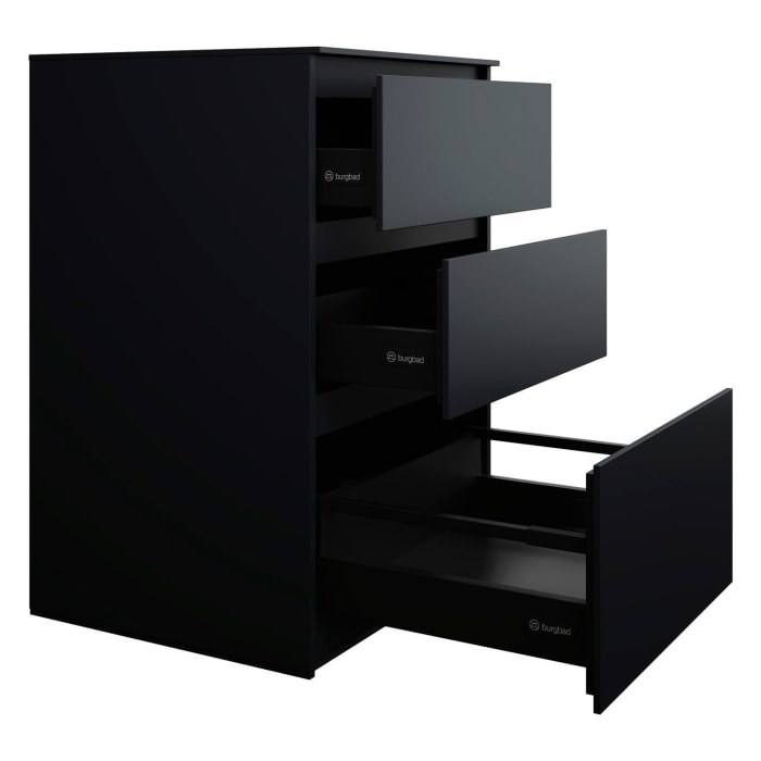 burgbad Lin20 Waschtischunterschrank mit Konsolenplatte 60 cm, 3 Auszüge, Beckenausschnitt mittig