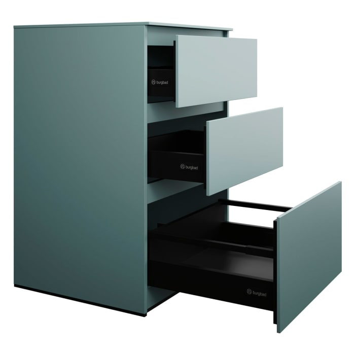 burgbad Lin20 Waschtischunterschrank mit Konsolenplatte 60 cm,  3 Auszüge, Beckenausschnitt mittig