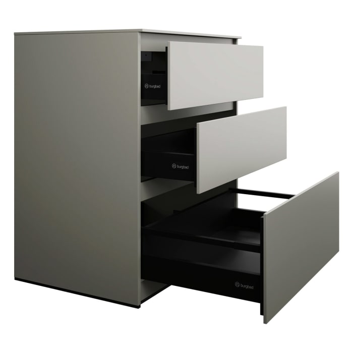 burgbad Lin20 Waschtischunterschrank mit Konsolenplatte 80 cm,  3 Auszüge, Beckenausschnitt mittig