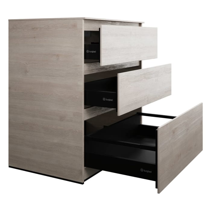 burgbad Lin20 Waschtischunterschrank mit Konsolenplatte 80 cm, 3 Auszüge, Beckenausschnitt mittig