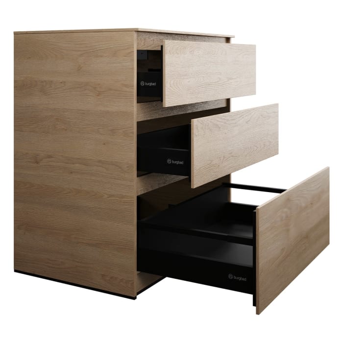 burgbad Lin20 Waschtischunterschrank mit Konsolenplatte 80 cm, 3 Auszüge, Beckenausschnitt mittig