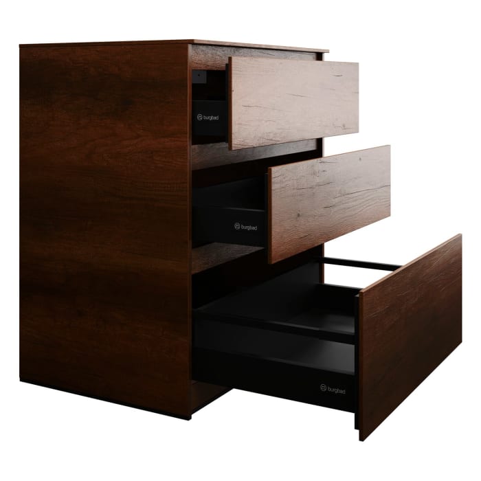 burgbad Lin20 Waschtischunterschrank mit Konsolenplatte 80 cm, 3 Auszüge, Beckenausschnitt mittig