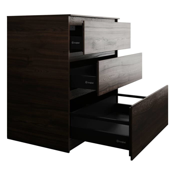 burgbad Lin20 Waschtischunterschrank mit Konsolenplatte 80 cm, 3 Auszüge, Beckenausschnitt mittig