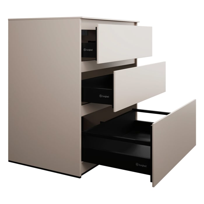 burgbad Lin20 Waschtischunterschrank mit Konsolenplatte 80 cm, 3 Auszüge, Beckenausschnitt mittig