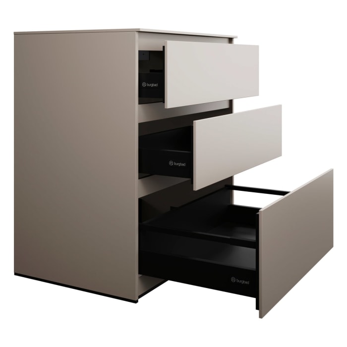 burgbad Lin20 Waschtischunterschrank mit Konsolenplatte 80 cm, 3 Auszüge, Beckenausschnitt mittig