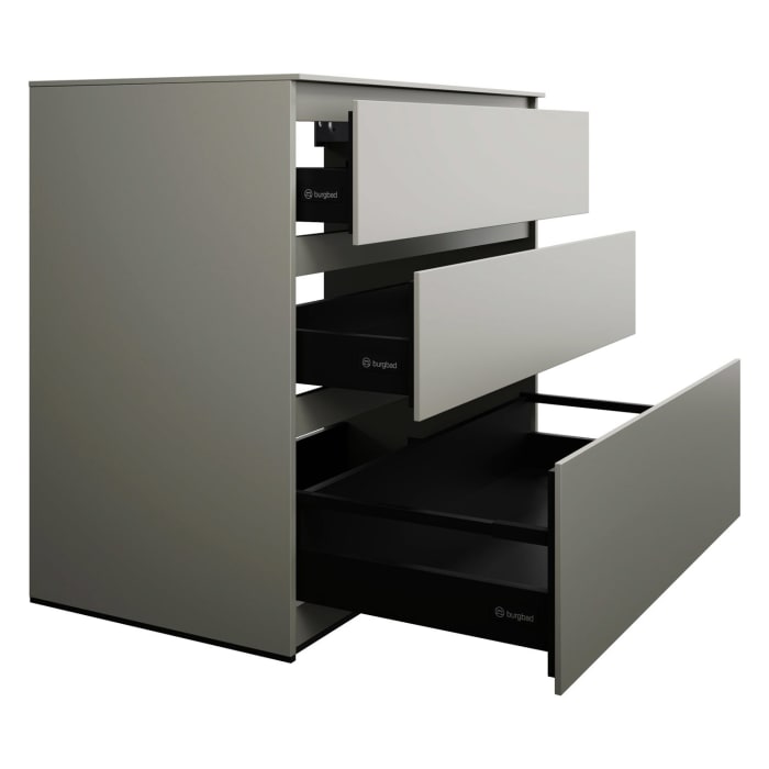 burgbad Lin20 Waschtischunterschrank mit Konsolenplatte 100 cm,  3 Auszüge, Beckenausschnitt mittig