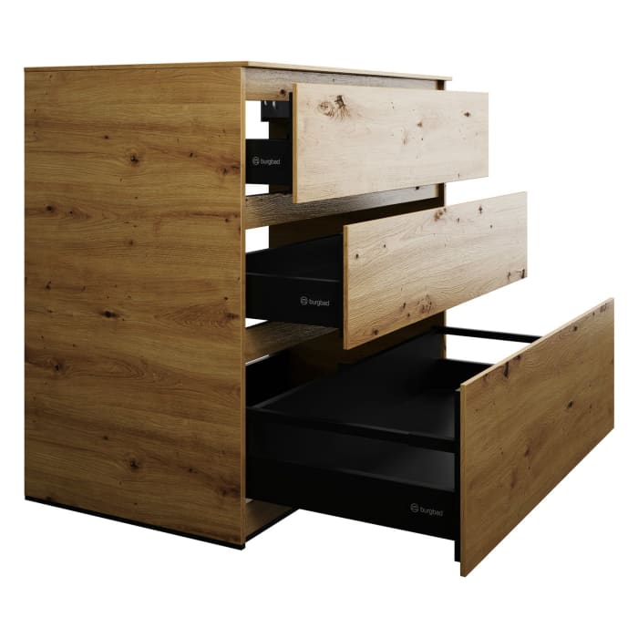 burgbad Lin20 Waschtischunterschrank mit Konsolenplatte 100 cm, 3 Auszüge, Beckenausschnitt mittig