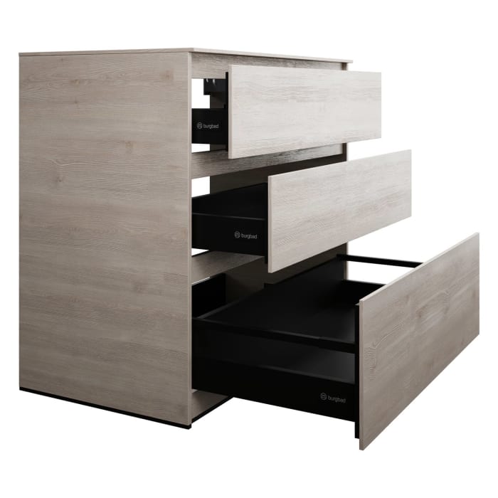 burgbad Lin20 Waschtischunterschrank mit Konsolenplatte 100 cm, 3 Auszüge, Beckenausschnitt mittig