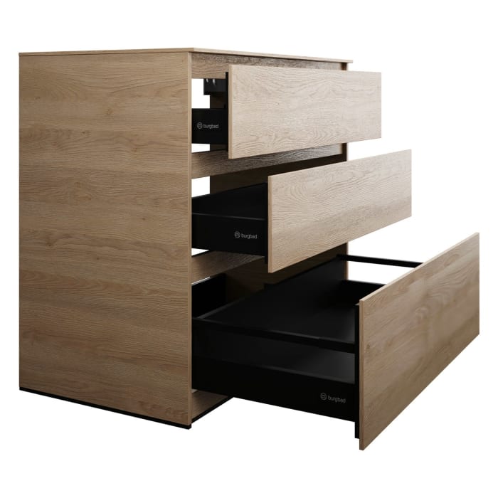 burgbad Lin20 Waschtischunterschrank mit Konsolenplatte 100 cm, 3 Auszüge, Beckenausschnitt mittig