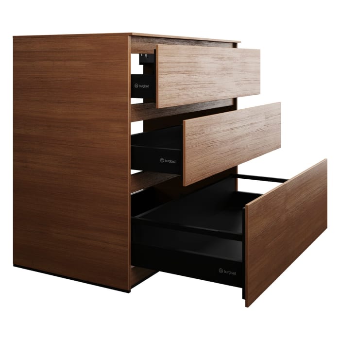 burgbad Lin20 Waschtischunterschrank mit Konsolenplatte 100 cm, 3 Auszüge, Beckenausschnitt mittig