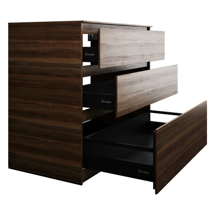 burgbad Lin20 Waschtischunterschrank mit Konsolenplatte 100 cm, 3 Auszüge, Beckenausschnitt mittig