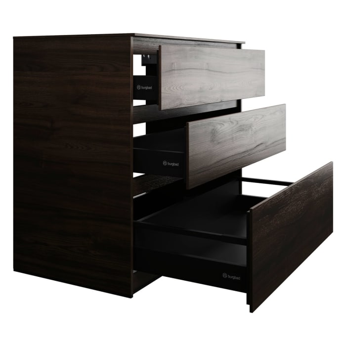 burgbad Lin20 Waschtischunterschrank mit Konsolenplatte 100 cm, 3 Auszüge, Beckenausschnitt mittig