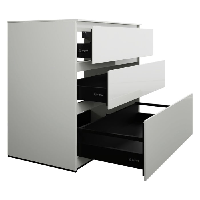 burgbad Lin20 Waschtischunterschrank mit Konsolenplatte 100 cm, 3 Auszüge, Beckenausschnitt mittig