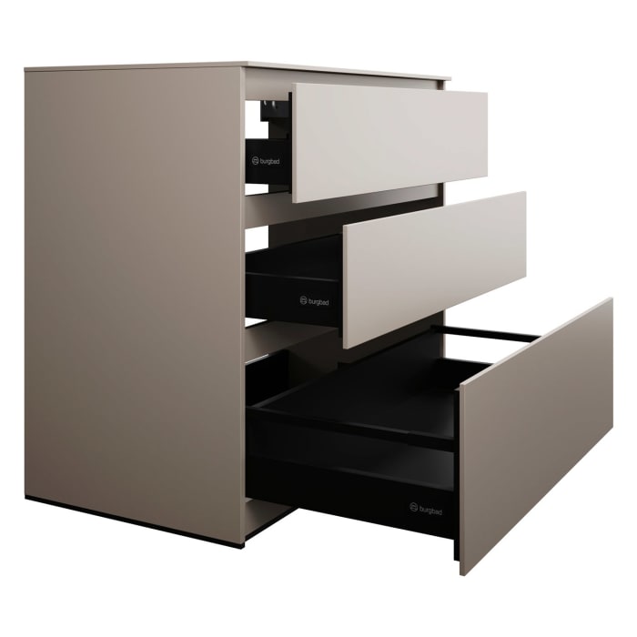 burgbad Lin20 Waschtischunterschrank mit Konsolenplatte 100 cm, 3 Auszüge, Beckenausschnitt mittig