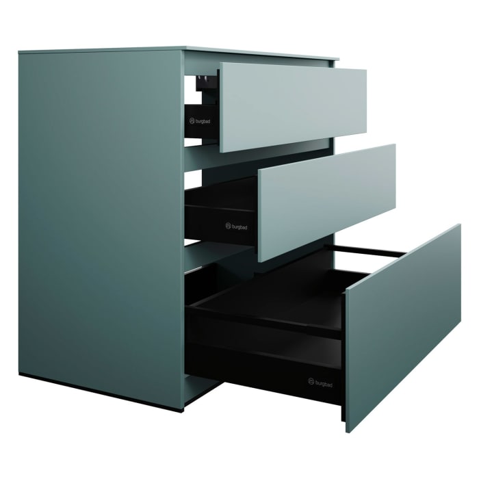 burgbad Lin20 Waschtischunterschrank mit Konsolenplatte 100 cm,  3 Auszüge, Beckenausschnitt mittig