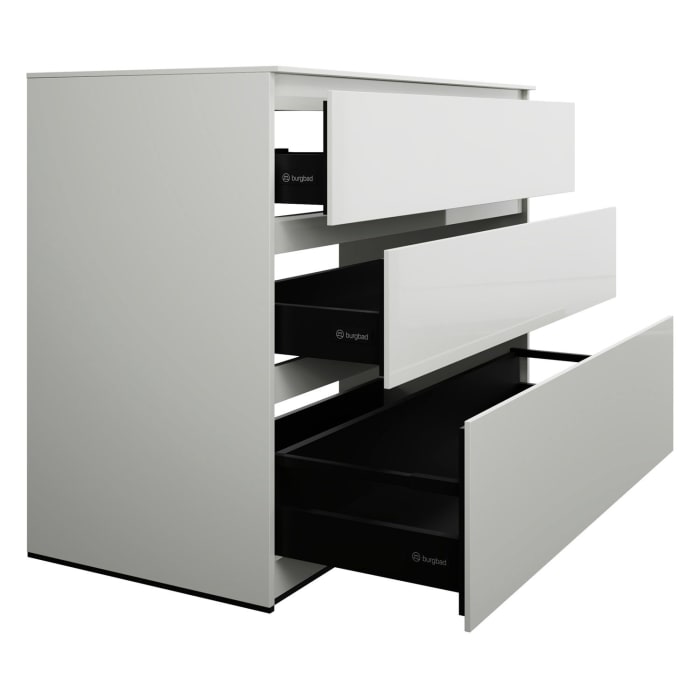 burgbad Lin20 Waschtischunterschrank mit Konsolenplatte 120 cm, 3 Auszüge, Beckenausschnitt mittig