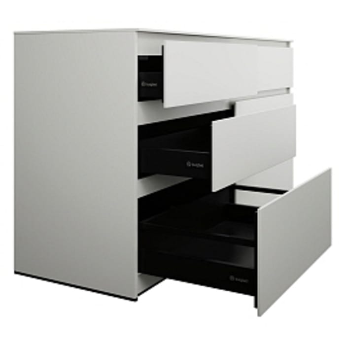 burgbad Lin20 Waschtischunterschrank mit Konsolenplatte 160 cm, 6 Auszüge, Beckenausschnitt links und rechts