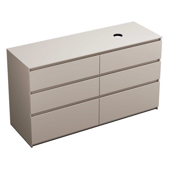 burgbad Lin20 Waschtischunterschrank mit Konsolenplatte 160 cm, 6 Auszüge, Beckenausschnitt rechts