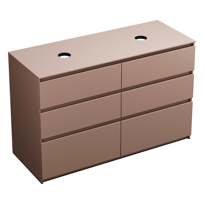 burgbad Lin20 Waschtischunterschrank mit Konsolenplatte 140 cm, 6 Auszüge, Beckenausschnitt links und rechts