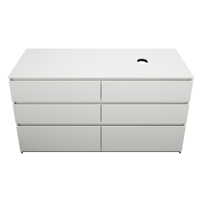 burgbad Lin20 Waschtischunterschrank mit Konsolenplatte 160 cm, 6 Auszüge, Beckenausschnitt rechts