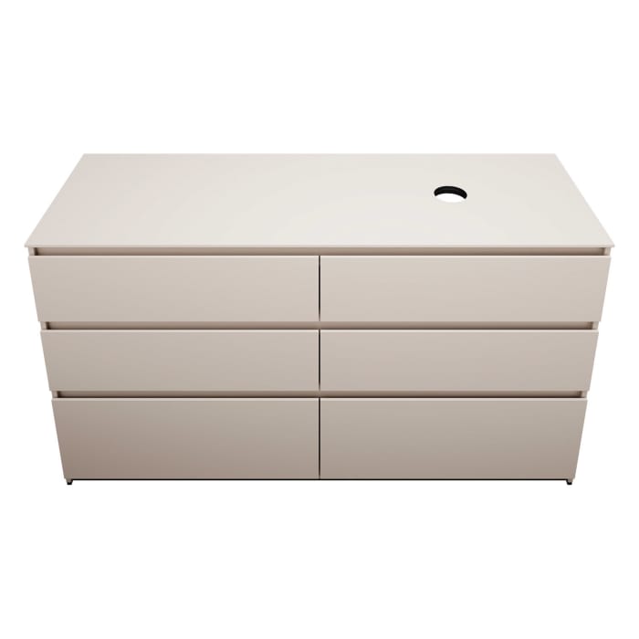 burgbad Lin20 Waschtischunterschrank mit Konsolenplatte 160 cm, 6 Auszüge, Beckenausschnitt rechts