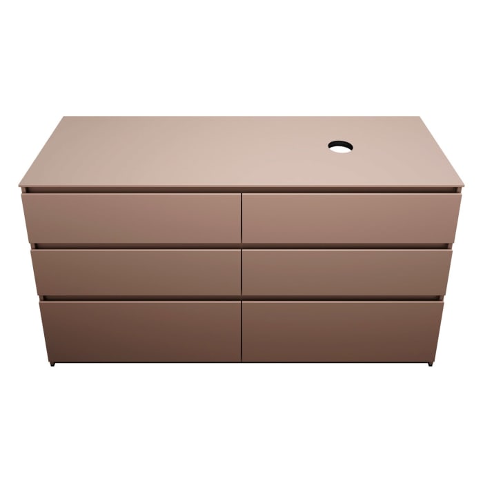 burgbad Lin20 Waschtischunterschrank mit Konsolenplatte 160 cm, 6 Auszüge, Beckenausschnitt rechts