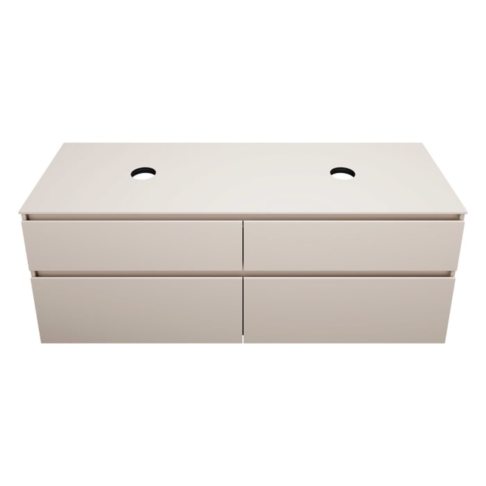 burgbad Lin20 Waschtischunterschrank mit Konsolenplatte 160 cm, 4 Auszüge, Beckenausschnitt links und rechts