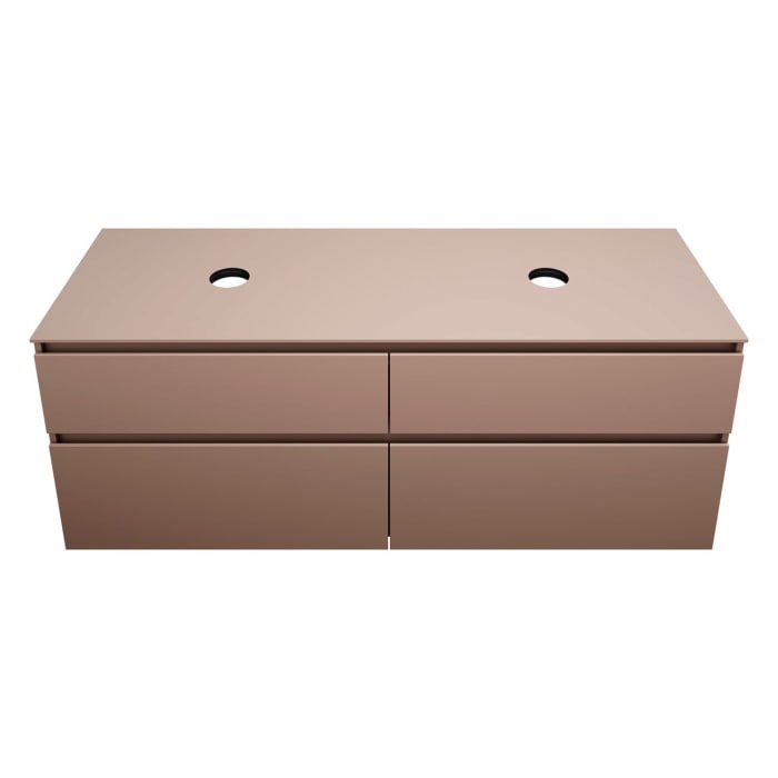 burgbad Lin20 Waschtischunterschrank mit Konsolenplatte 160 cm, 4 Auszüge, Beckenausschnitt links und rechts