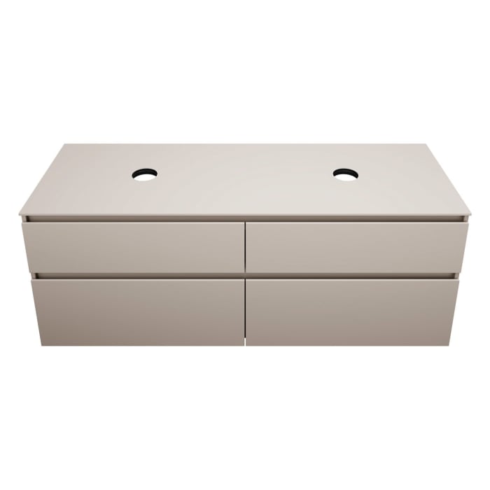 burgbad Lin20 Waschtischunterschrank mit Konsolenplatte 160 cm, 4 Auszüge, Beckenausschnitt links und rechts