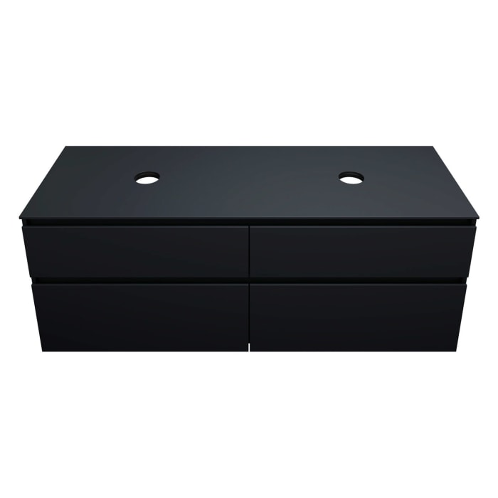 burgbad Lin20 Waschtischunterschrank mit Konsolenplatte 160 cm, 4 Auszüge, Beckenausschnitt links und rechts