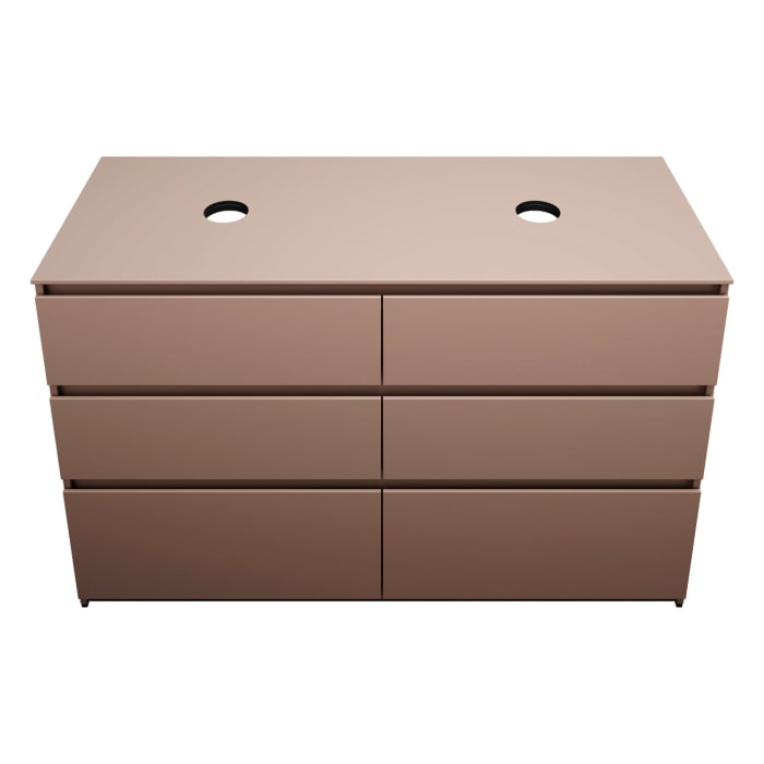 burgbad Lin20 Waschtischunterschrank mit Konsolenplatte 140 cm, 6 Auszüge, Beckenausschnitt links und rechts