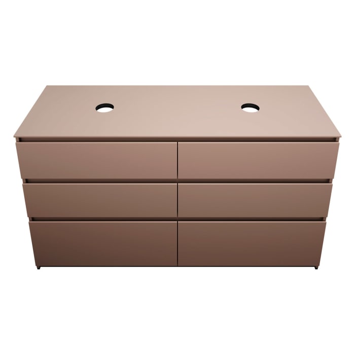 burgbad Lin20 Waschtischunterschrank mit Konsolenplatte 160 cm, 6 Auszüge, Beckenausschnitt links und rechts