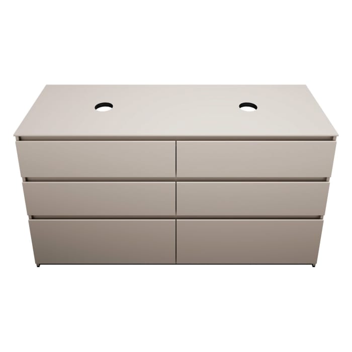 burgbad Lin20 Waschtischunterschrank mit Konsolenplatte 160 cm, 6 Auszüge, Beckenausschnitt links und rechts